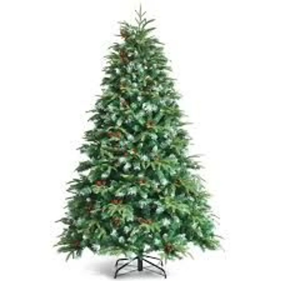 BOXED COSTWAY 7FT HINGED LIFE-LIKE CHRISTMAS TREE LED