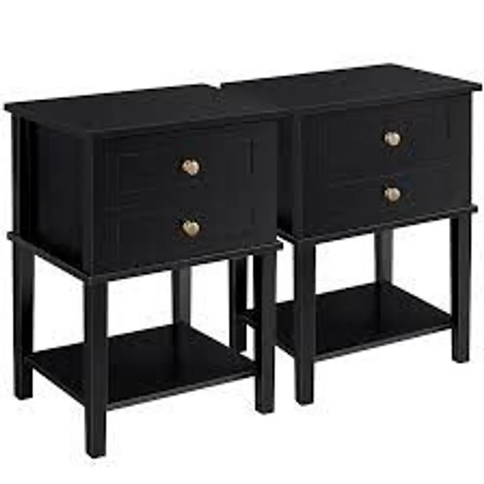 BOXED PAIR OF BEDSIDE TABLE STORAGE BEDROOM NIGHTSTAND WOODEN SIDE TABLES - BLACK (1 BOX)