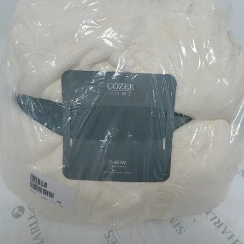 COZEE HOME VELVET SOFT FILLED THROW - CREAM