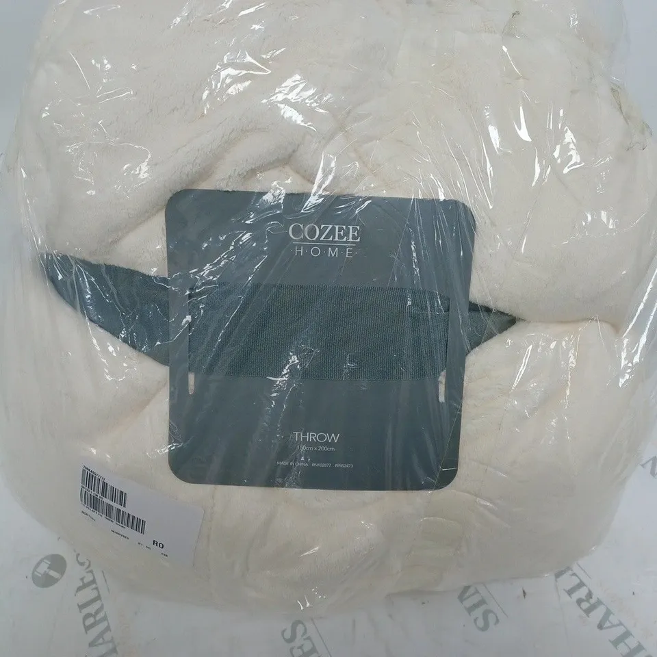 COZEE HOME VELVET SOFT FILLED THROW - CREAM