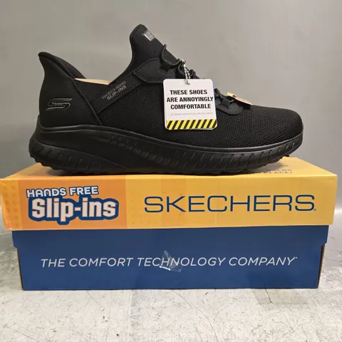 BOXED PAIR OF SKECHERS SLIP-INS SHOES IN BLACK SIZE UK 8