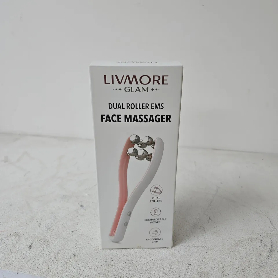 LIVMORE GLAM DUAL ROLLER EMS FACE MASSAGER – BOXED