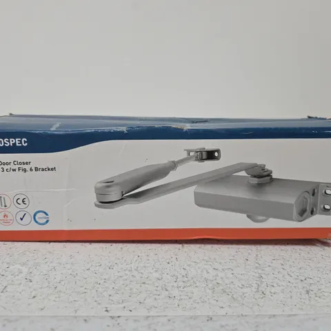 EUROSPEC OVERHEAD DOOR CLOSER – FIXED SIZE 3 WITH FIG. 6 BRACKET, SILVER