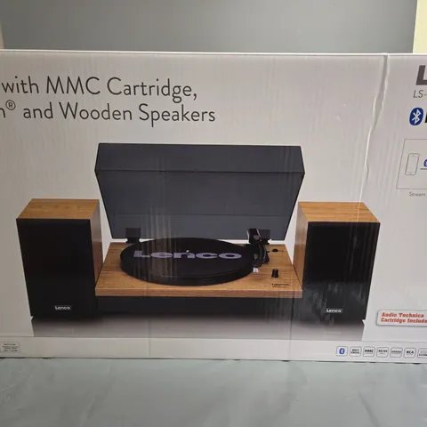 LENCO TURNTABLE WITH MMC CARTRIDGE, BLUETOOTH AND WOODEN SPEAKERS
