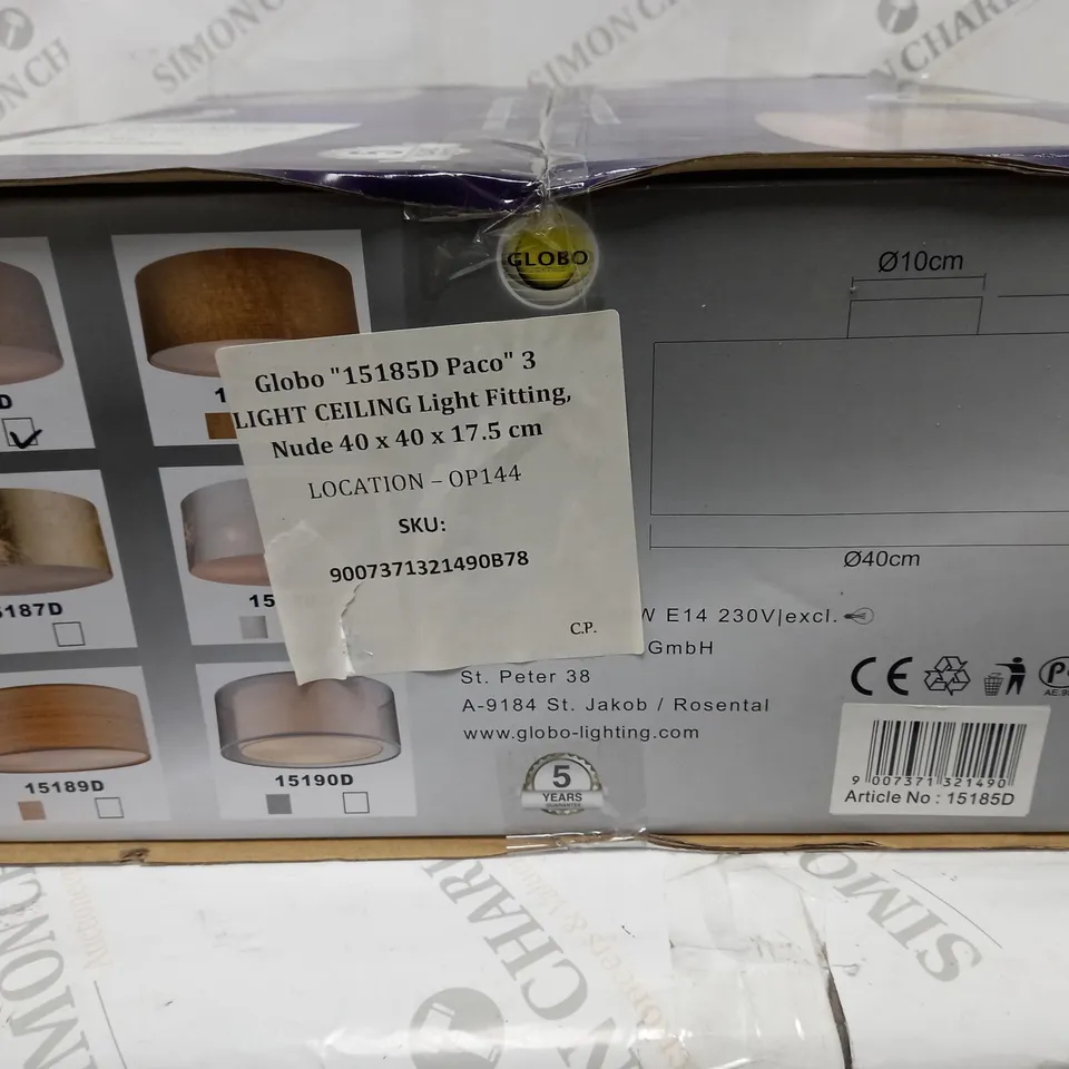 BOXED BLOBO 3 LIGHT CEILING LIGHT FITTING 