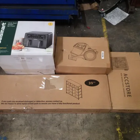 PALLET CONTAINING ASSORTED PRODUCTS INCLUDING DUAL BASKET AIR FRYER, VACUUM CLEANER, 39" CHEST OF DRAWERS & NON-WOVEN FABRIC WARDROBE 