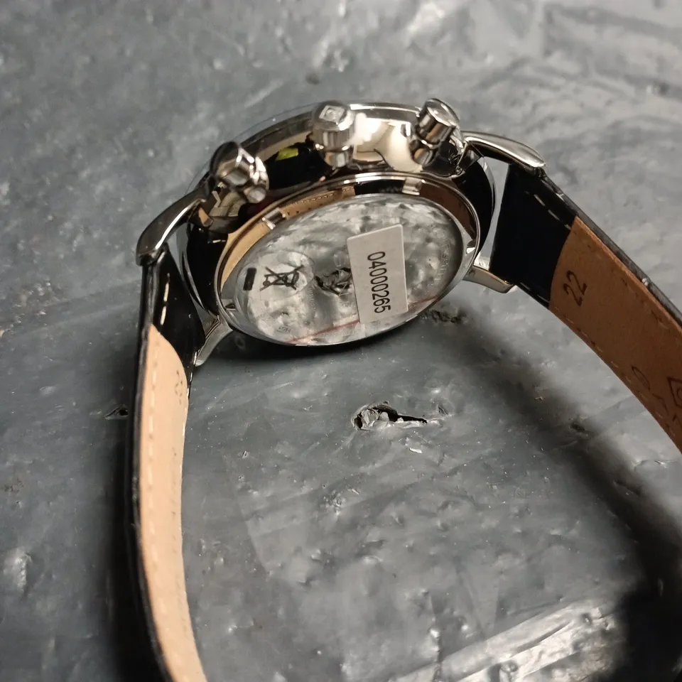 GANT CHRONOGRAPH WRISTWATCH – BLACK DIAL, LEATHER STRAP, BOXED