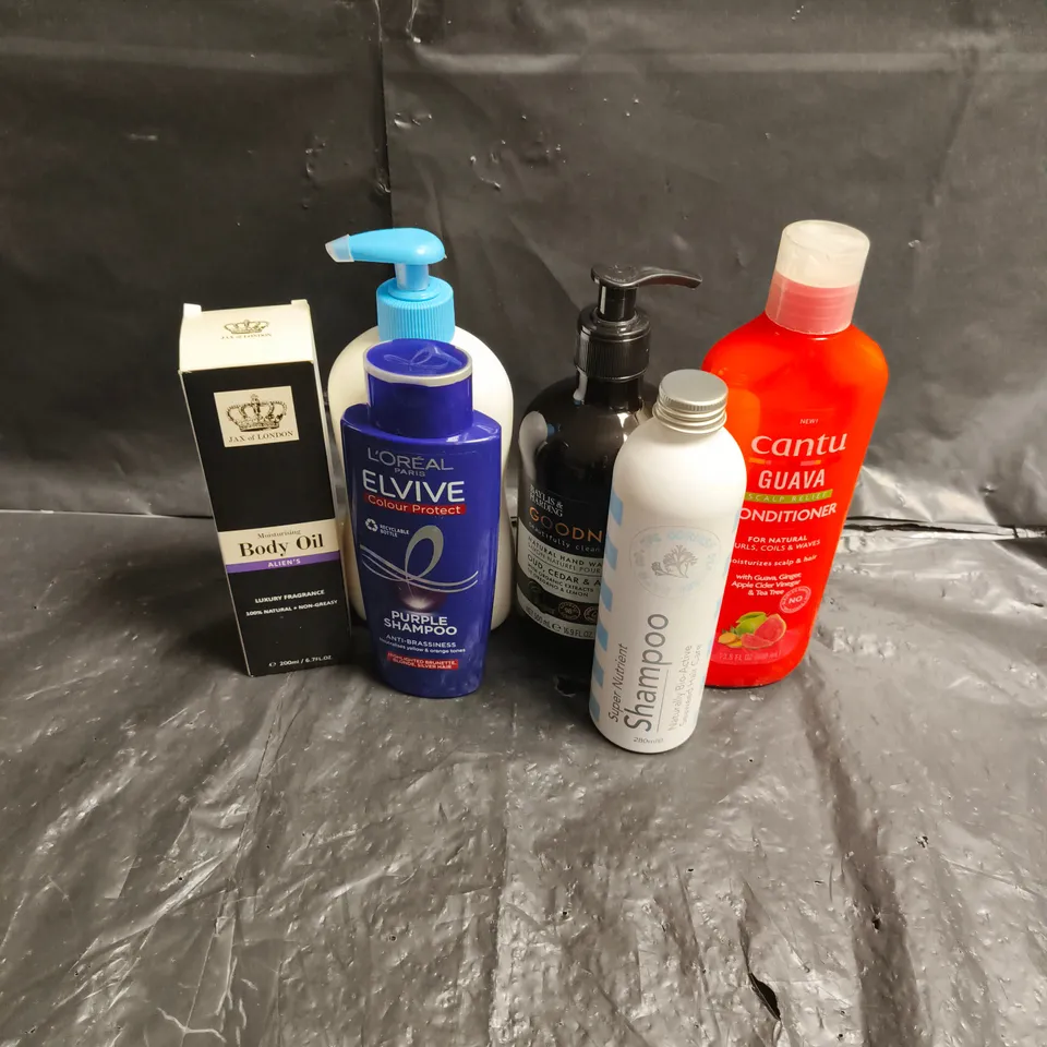 APPROXIMATEY 20 ASSORTED HEALTH AND BEAUTY PRODUCTS TO INCLUDE - CANTU GUAVA CONDITIONER - ELVIVE PURPLE SHAMPOO - CETAPHIL BABY WASH - ETC