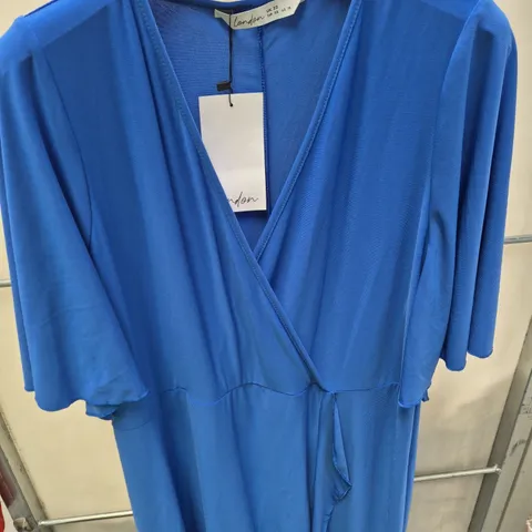 LONDON BLUE WRAP DRESS – V-NECK, TIE-WAIST, UK 22