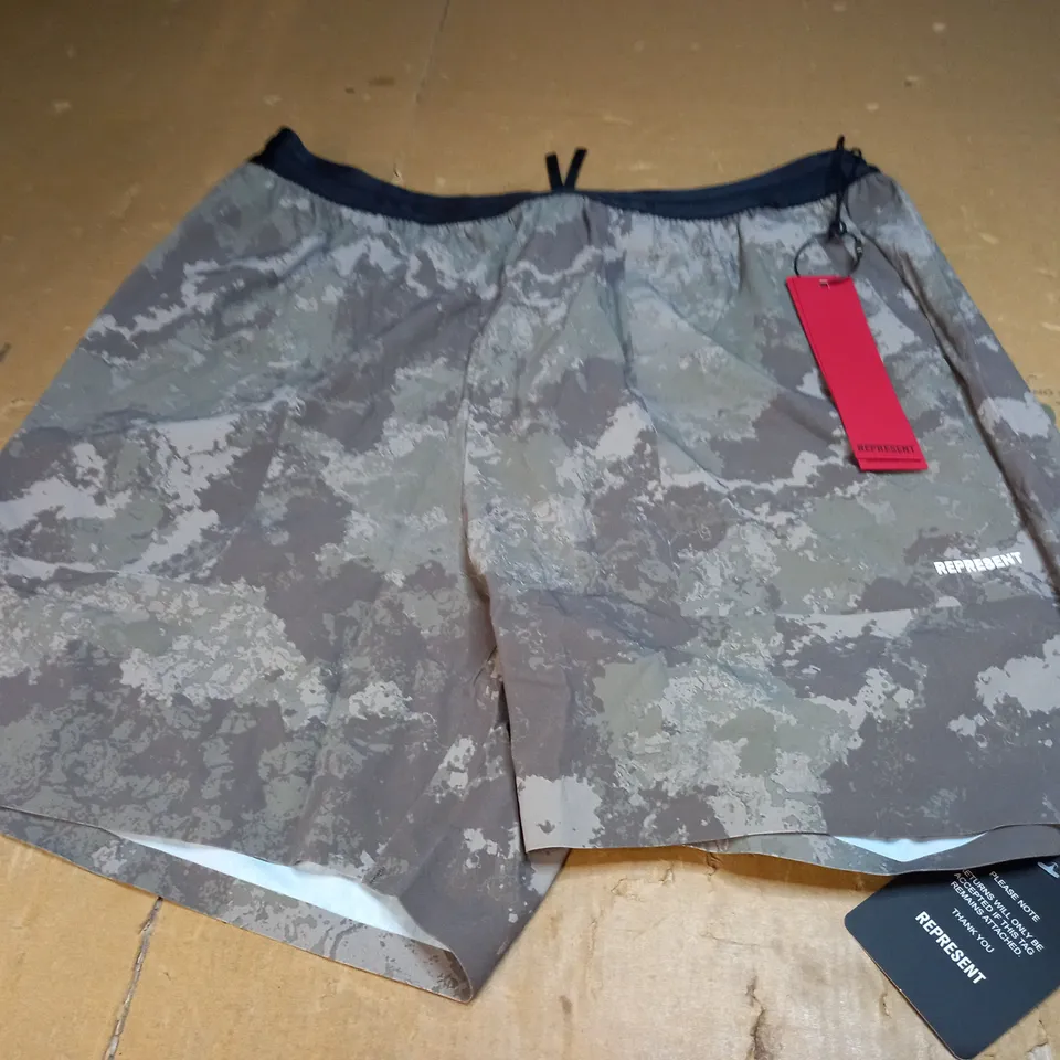 REPRESENT 247 FUSED SHORTS - TAUPE CAMO - LARGE
