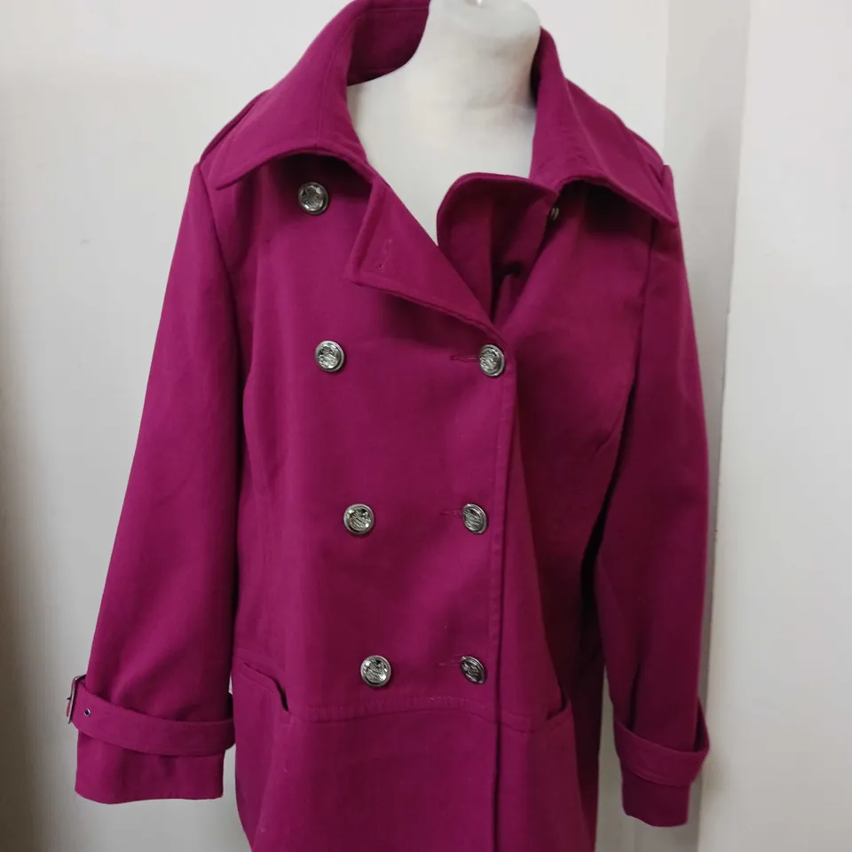 GLAMOROSA PURPLE LONG COAT WITH BUTTONS - SIZE UK 24