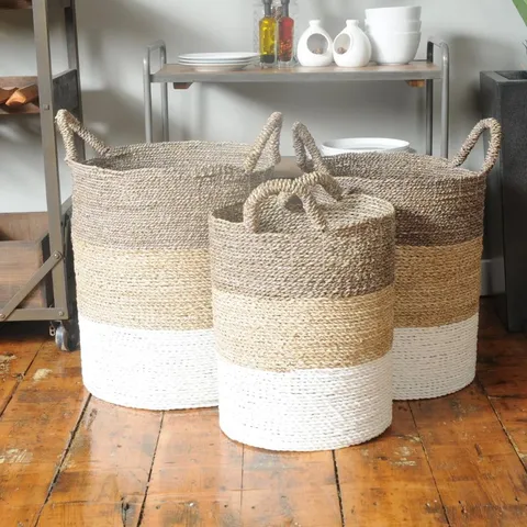 BOXED MACK + MILO WICKER DECORATIVE BASKET - SET OF 3 (1 BOX)