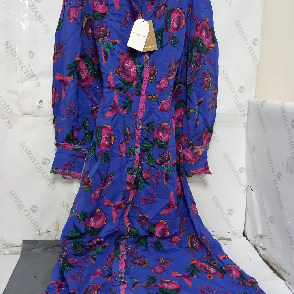 MONSOON JORDANN DRESS IN FLORAL NAVY MULTI - SIZE 8 