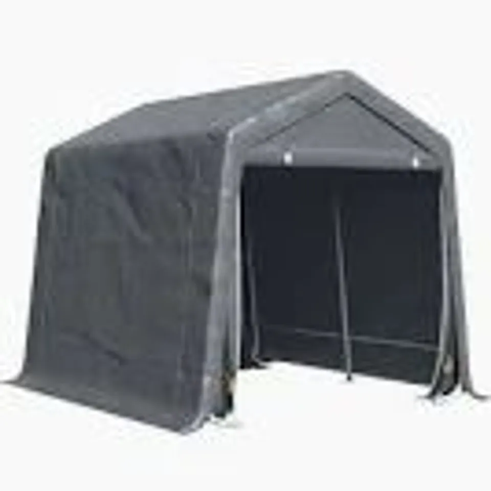 BOXED OUTSUNNY 9 X 7.5FT TEMPORARY OUTDOOR EQUIPMENT SHED - DARK GREY