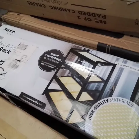 BOXED KEPLIN 4 TIER BAMBOO SHOE RACK BLACK AND NATURAL 