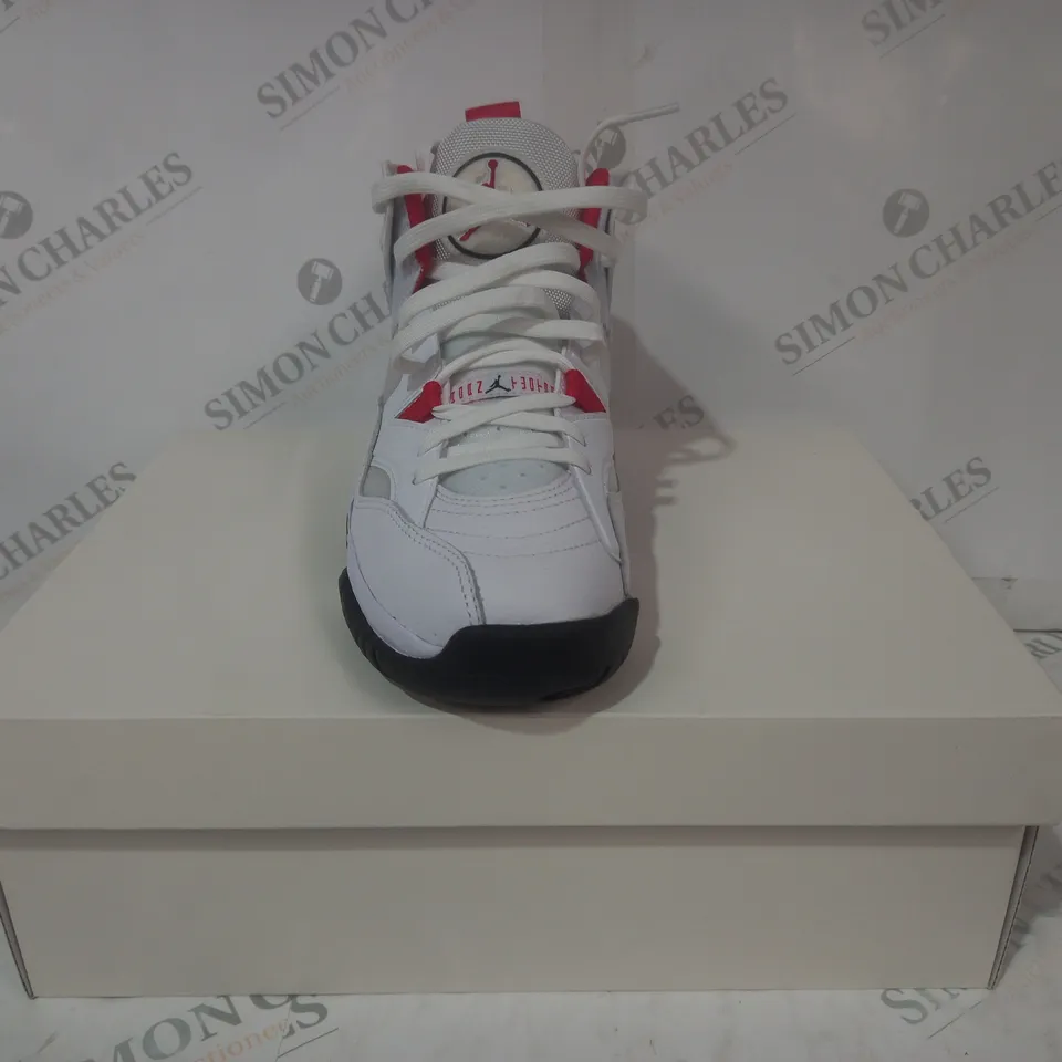 BOXED PAIR OF NIKE JUMPMAN TWO TREY SHOES IN WHITE/RED/BLACK UK SIZE 7