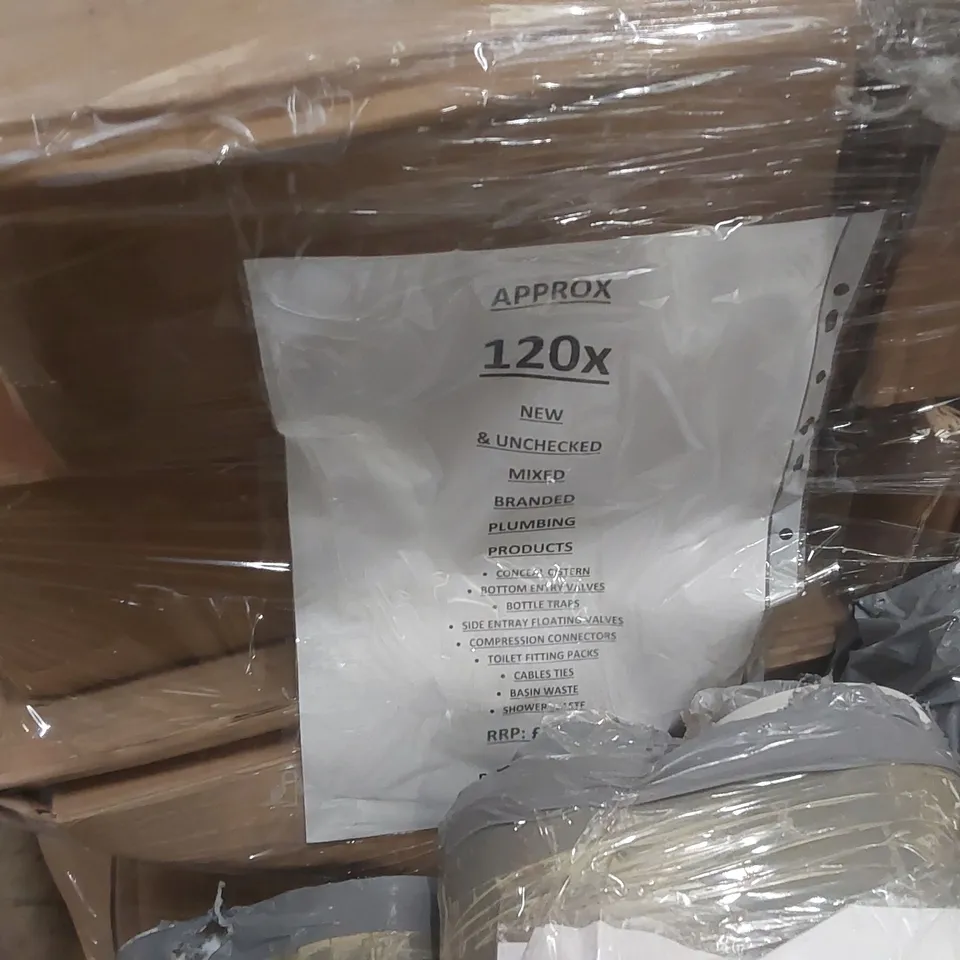 PALLET CONTAINING APPROXIMATELY 120x MIXED PLUMBING PRODUCTS