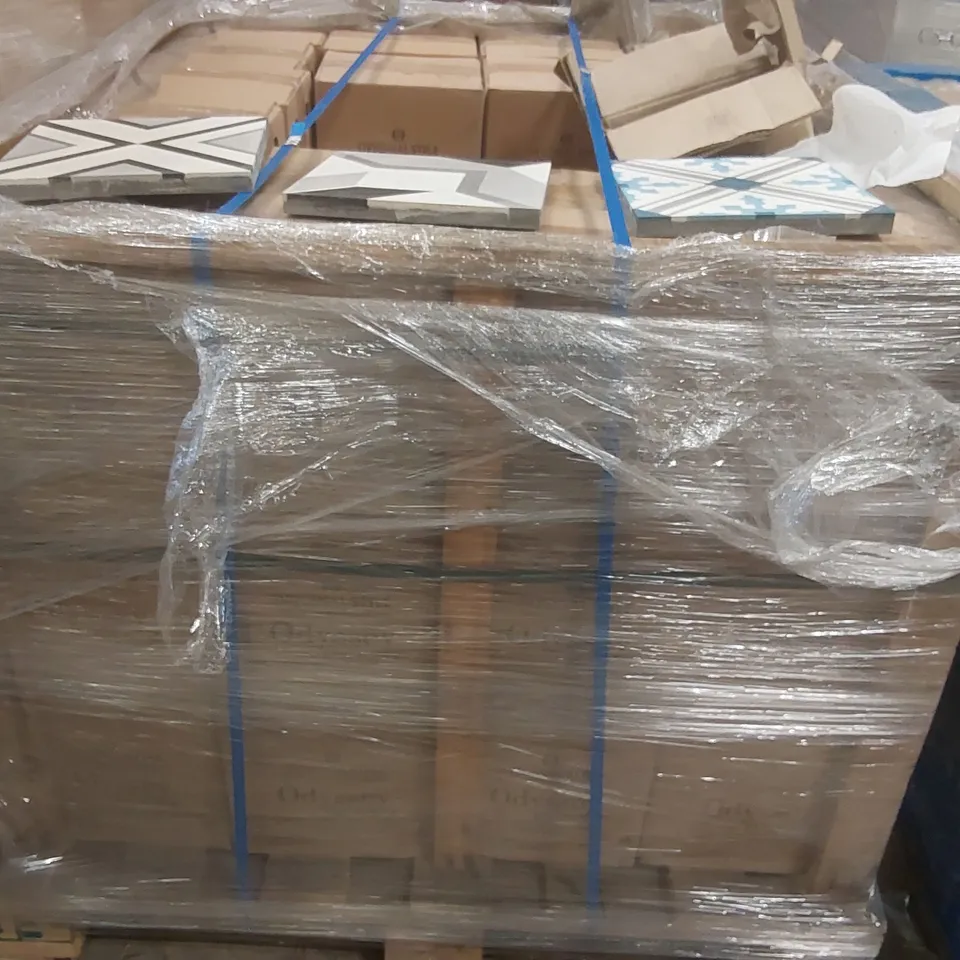 PALLET CONTAINING APPROXIMATELY 56x BOXES OF 9pcs ENCAUSTIC MIXED 20 x 20cm TILES
