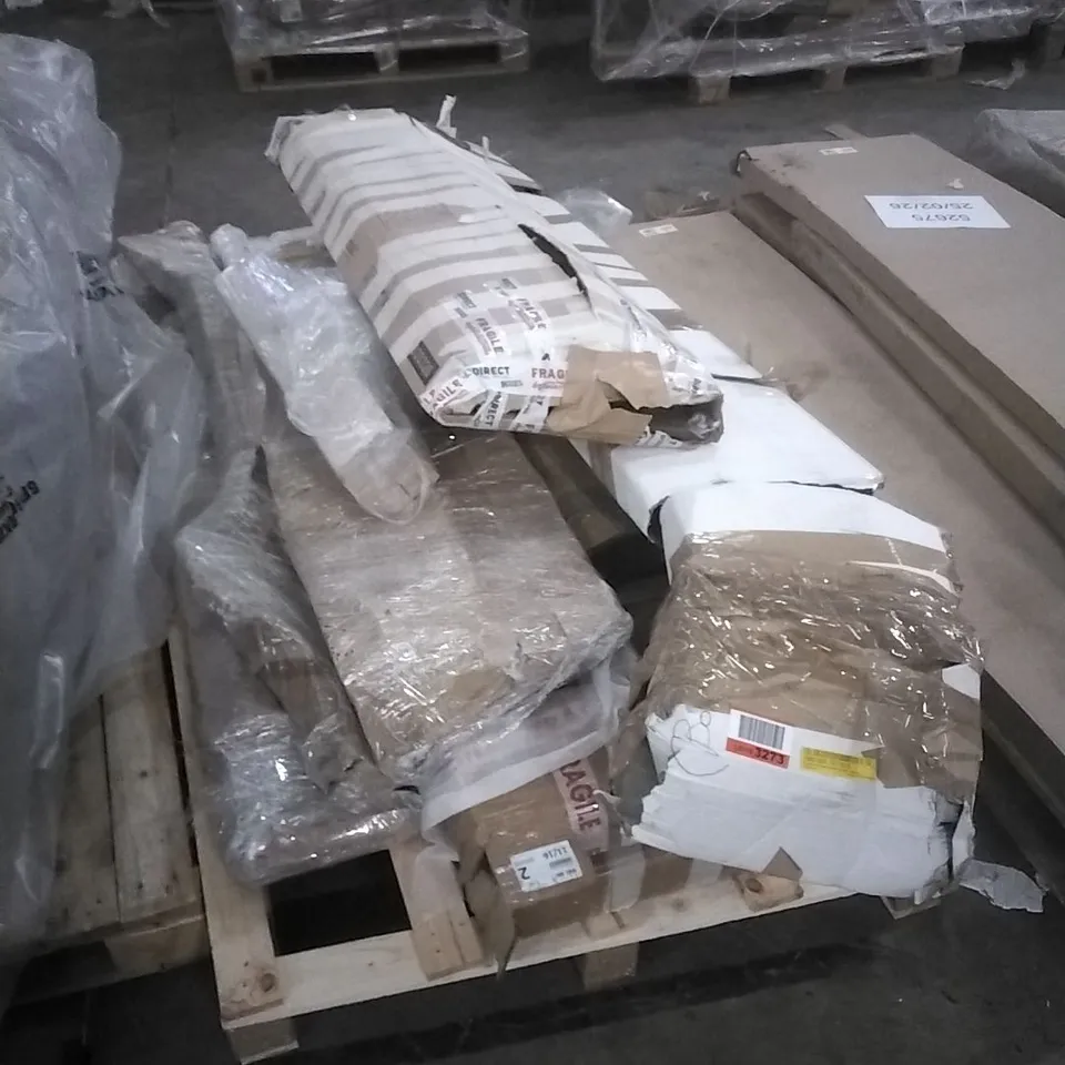 PALLET OF ASSORTED, INCOMPLETE FURNITURE PARTS AND PIECES