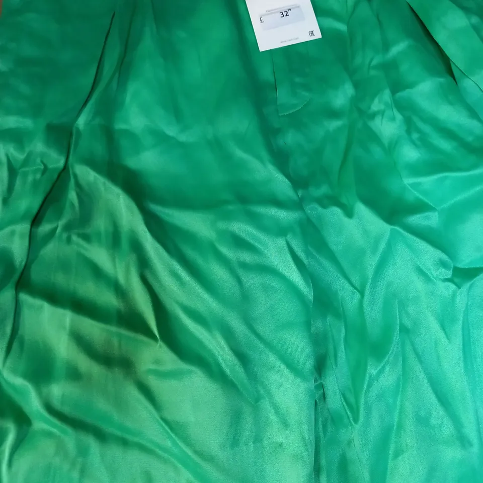 ZARA GREEN SATIN WIDE LEG TROUSERS - MEDIUM