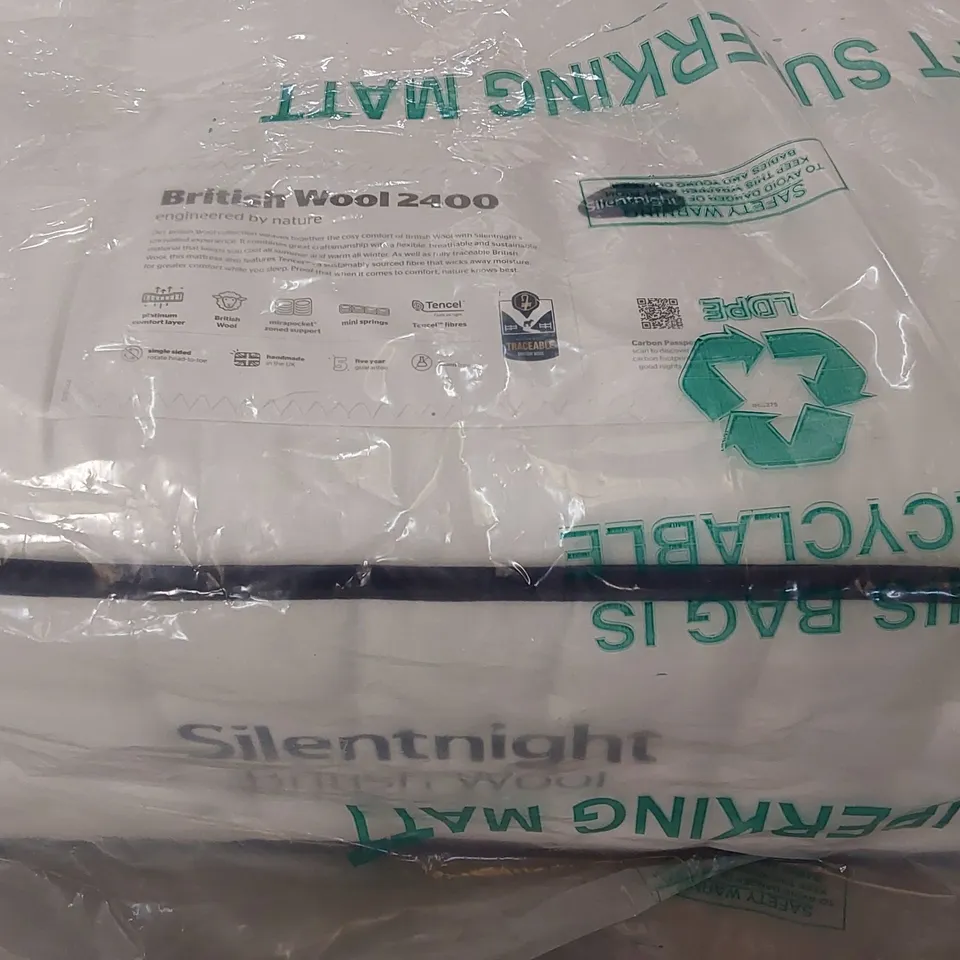 QUALITY BAGGED SILENTNIGHT BRITISH WOOL 2400 150CM KING SIZED MATTRESS 