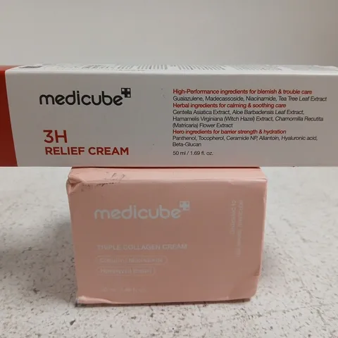 2 MEDICUBE PRODUCTS TO INCLUDE 3H RELIEF CREAM 50ML & TRIPLE COLLAGEN CREAM 50ML 