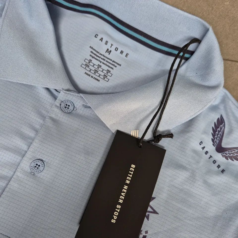 CASTORE MEN'S GOLF POLO SHIRT – SKY BLUE TO MIDNIGHT NAVY GRADIENT, SIZE UK M
