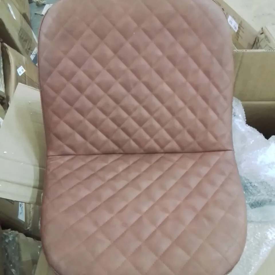 A BOXED PAID OF BROWN UPHOLSTERED CHAIRS CROSS HATCH PATTERN (1 BOX)