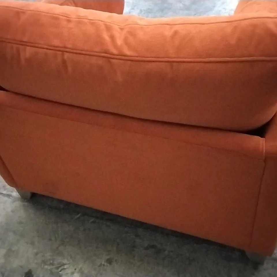 QUALITY DESIGNER LOUNGE CO ARMCHAIR IN ORANGE FABRIC 