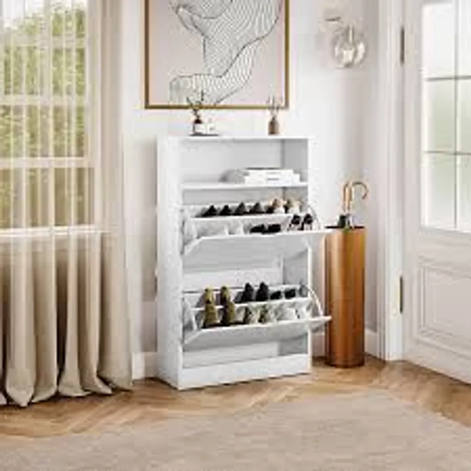 BOXED 2 DRAWER SHOE CABINET W60 X D24 XH80CM