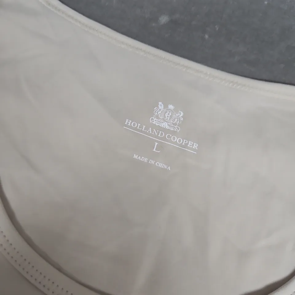 HOLLAND COOPER SUPERSOFT LONG SLEEVE TOP IN BEIGE - LARGE