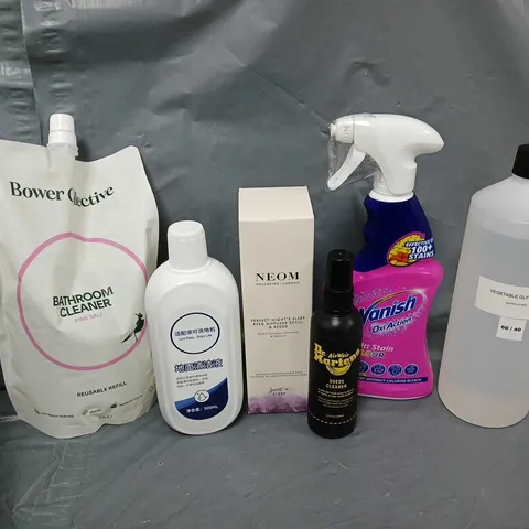 APPROXIMATELY 12 ASSORTED HOUSEHOLD ITEMS TO INCLUDE BATHROOM CLEANER PINK SALT, NEOM DIFFUSER, VANISH OXI ACTIO, ETC - COLLECTION ONLY