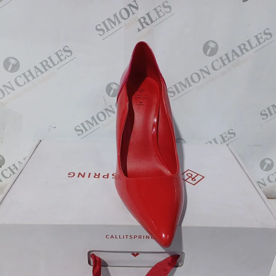 BOXED CALL IT SPRING BAE HEELS IN RED - SIZE 5