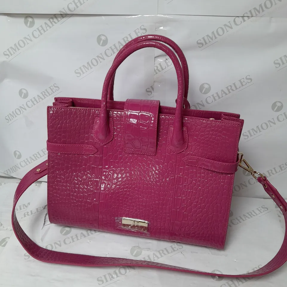 JULIEN MACDONALD FAUX SNAKESKIN HANDBAG IN HOT PINK WITH GOLD DETAILS