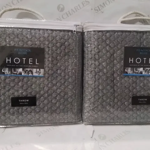 BRAND NEW SEALED SET OF 2 KNIT THROW COLOUR GUNMETAL 