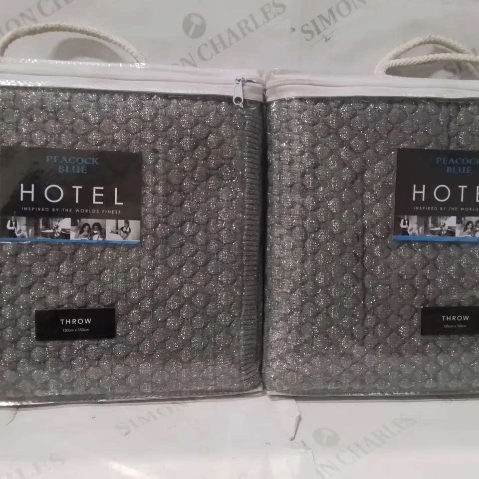 BRAND NEW SEALED SET OF 2 KNIT THROW COLOUR GUNMETAL 