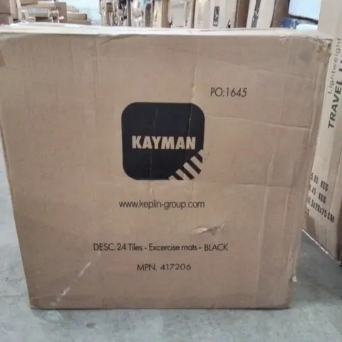 BOXED KAYMAN APPROXIMATELY 24 TILES EXERCISE MATS - BLACK