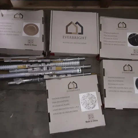 PALLET OF ASSORTED PRODUCTS INCLUDING EVERBRIGHT PP CHARGER PLATES, FOLIE WALL PAPER, ESSELTE