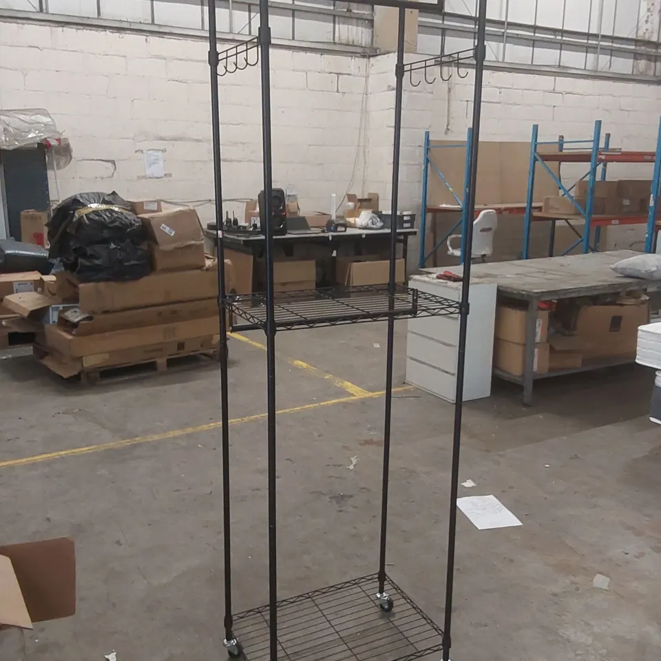 DESIGNER METAL GARMENT RACK ON WHEELS