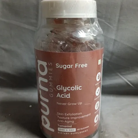 SET OF 2 PURNA GLYCOLIC ACID SUGAR FREE GUMMIES β DIETARY SUPPLEMENT, 60 GUMMIES
