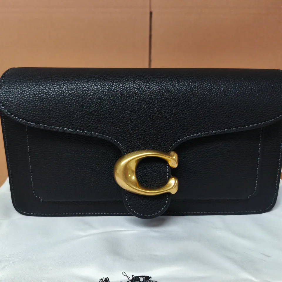 COACH BLACK PEBBLED LEATHER SHOULDER BAG
