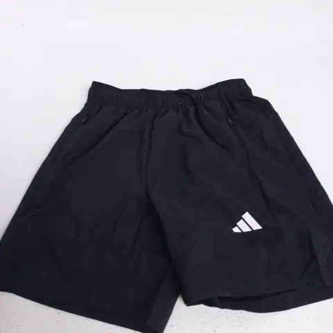 ADIDAS BLACK SHORTS WITH THREE-STRIPE LOGO – UK S7