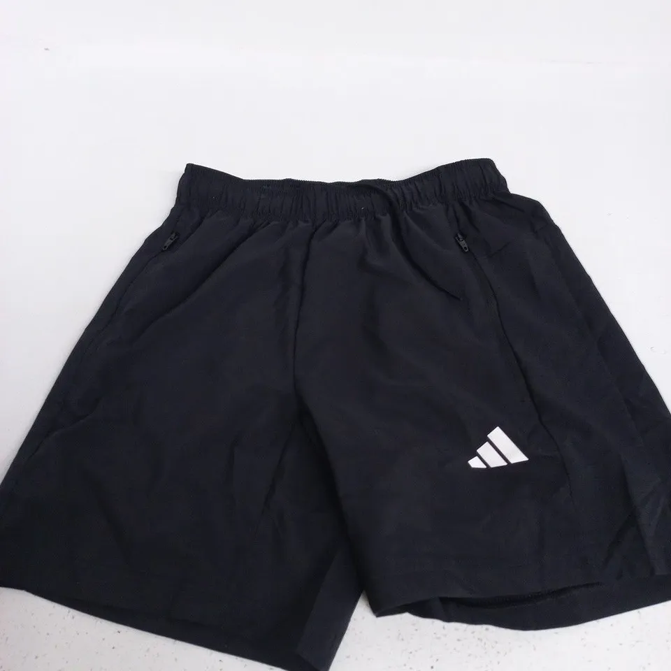 ADIDAS BLACK SHORTS WITH THREE-STRIPE LOGO – UK S7