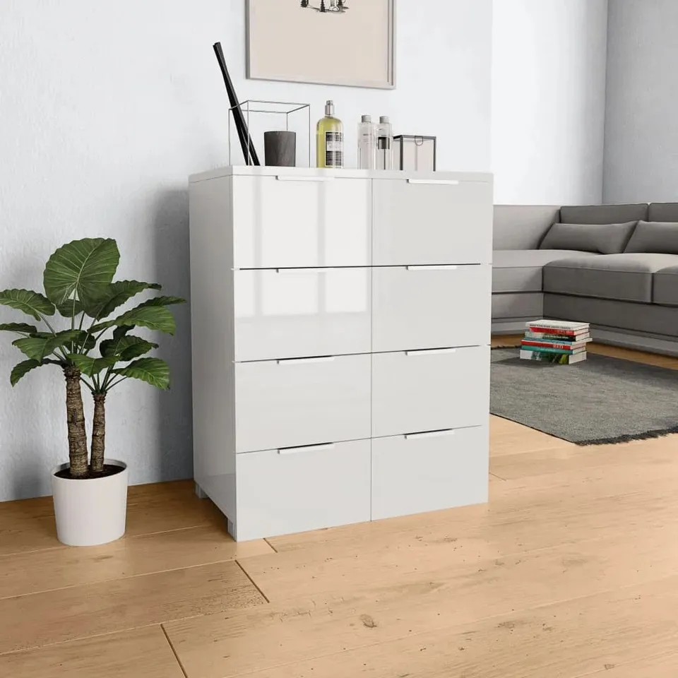 BOXED ANRAN 60 CM WIDE 6 DRAWER SIDEBOARD - GLOSS WHITE (2 BOXES)