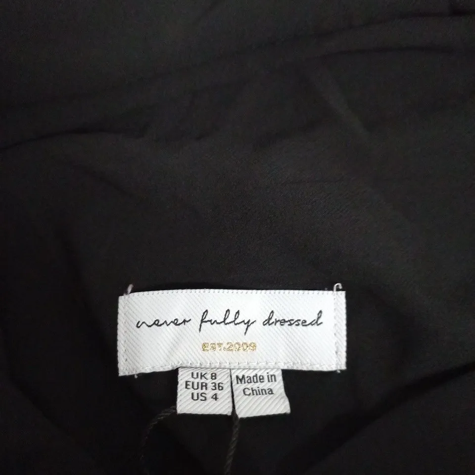 NEVER FULLY DRESSED BLACK SOHO MINI DRESS – UK 8 (EU 36, US 4) – MADE IN CHINA