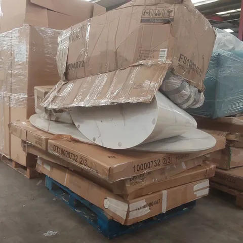 PALLET CONTAINING A VERY LARGE QUANTITY OF ASSORTED DESIGNER FURNITURE PARTS INCLUDING: SOFA PARTS, DINING TABLE PARTS ECT