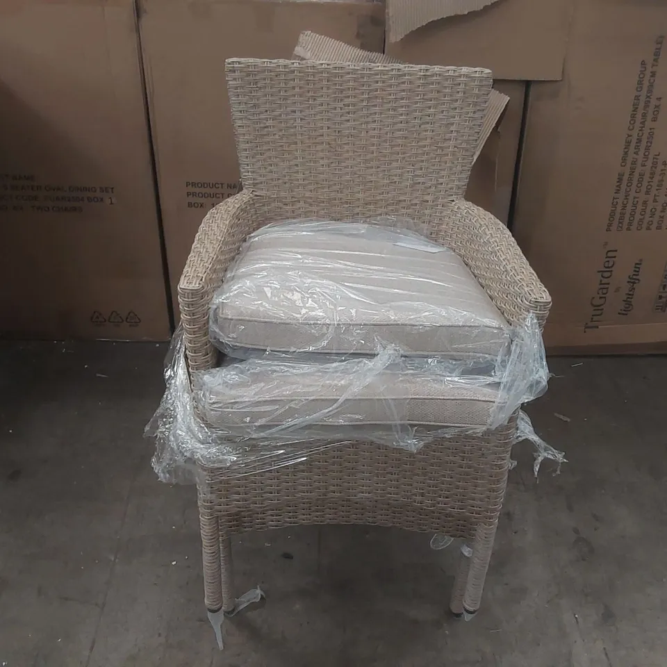 BOXED SET OF 2 TRUGARDEN RATTAN GARDEN DINING CHAIRS