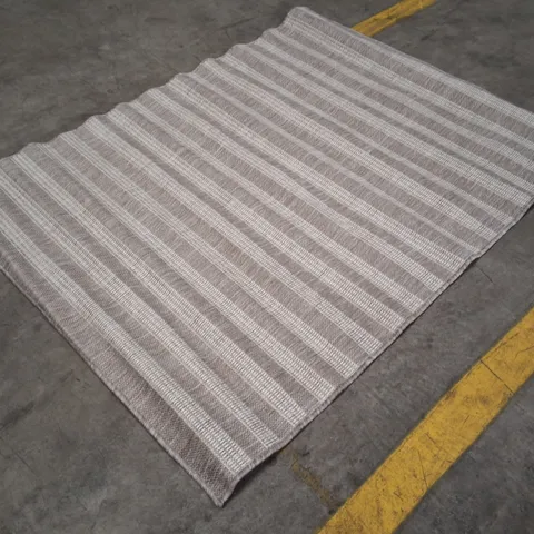 RECTANGULAR STRIPED RUG IN GREY AND WHITE APPROXIMATELY 120×170CM