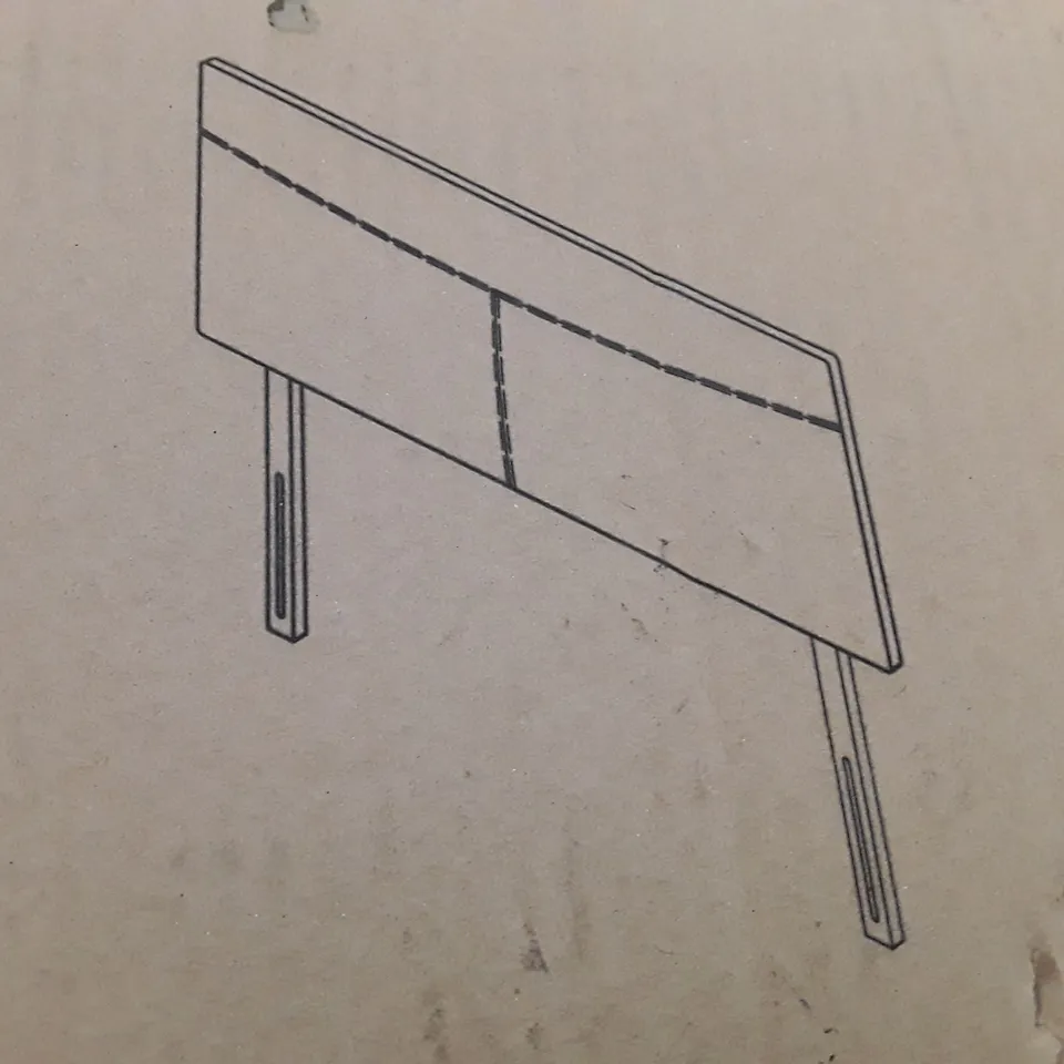 BOXED FAUX LEATHER KING HEADBOARD - GREY 