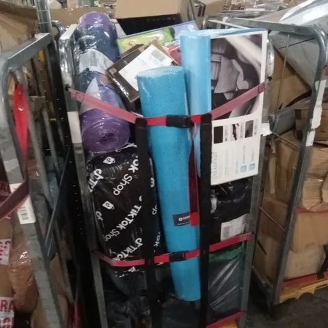 CAGE OF ASSORTED HOUSEHOLD GOODS AND PRODUCTS TO INCLUDE; YOGA MATS, KIDS PRODUCTS, SUITCASE ETC